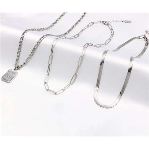 Gold Layered Necklace Set 3 PCS for Women Dainty Trendy Paperclip Snake Choker - Picture 6 of 7